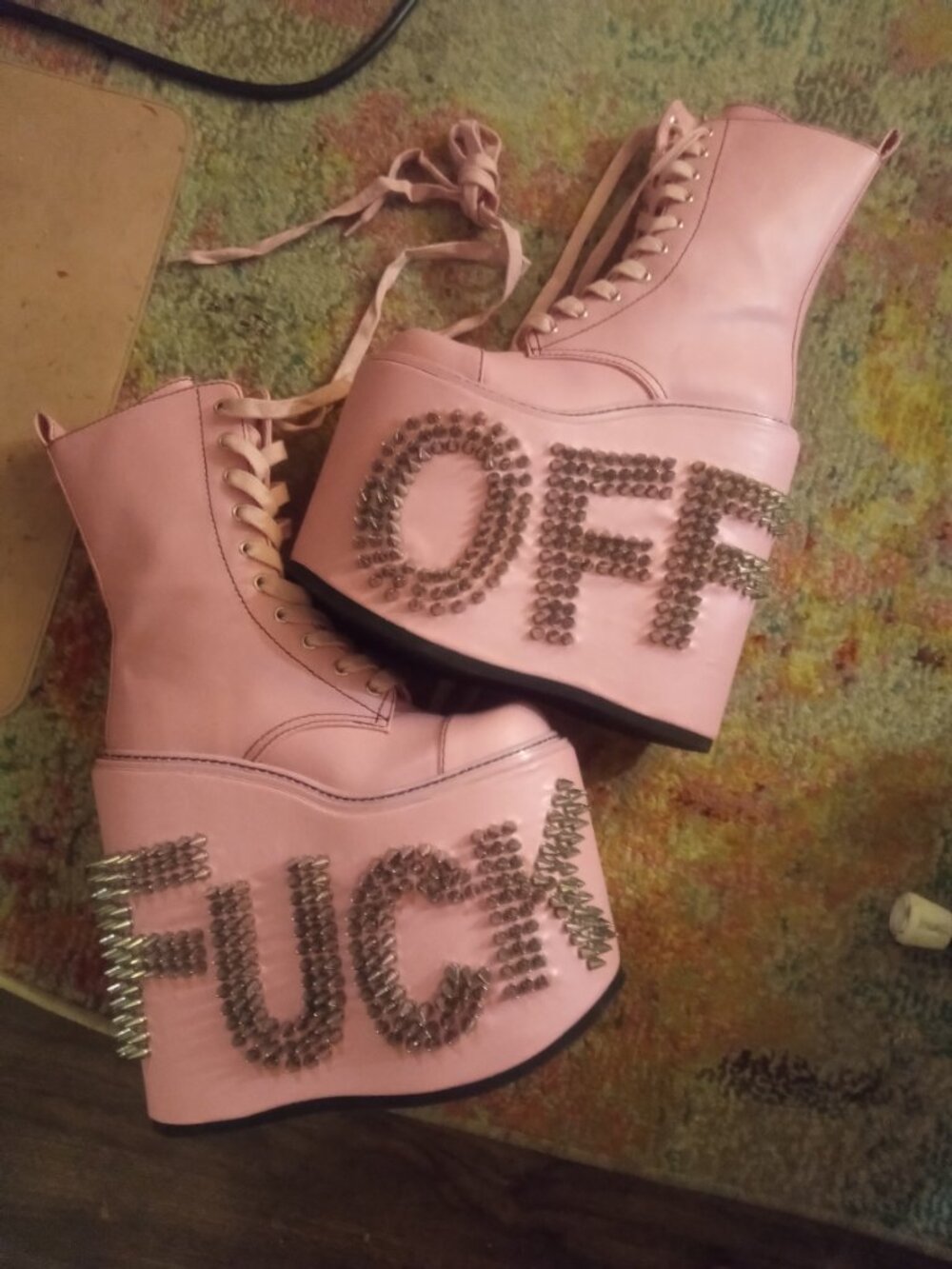 NWOB Dolls Kill / Current Mood Pink Never Censored Platform Boots